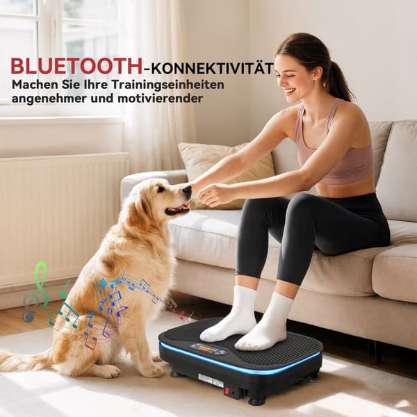 Tärinälevy kuntoiluun, Bluetooth, 99 nopeutta, musta