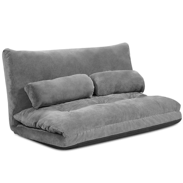 Foldbar gulvsovesofa, justerbart ryglæn, grå