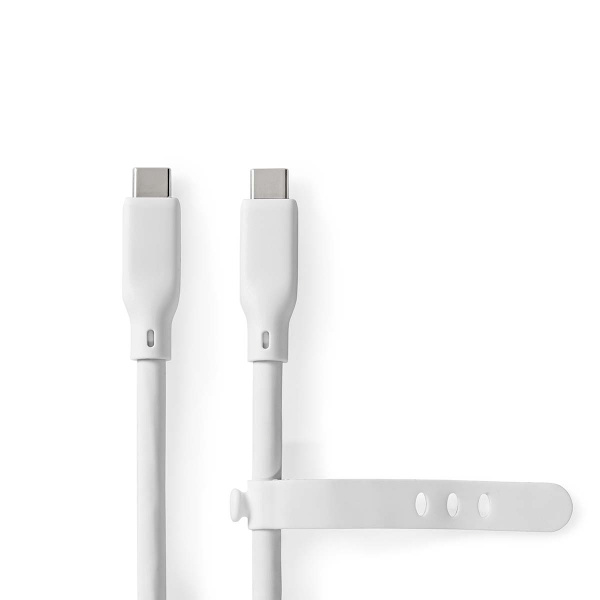 USB-kabel | USB 3.2 Gen 2 | USB-C™ Han | USB-C™ Han | 240 W | 8K@30Hz | 20 Gbps | Nikkelplateret | 1.00 m | Runde | Silikone | Hvid | Box