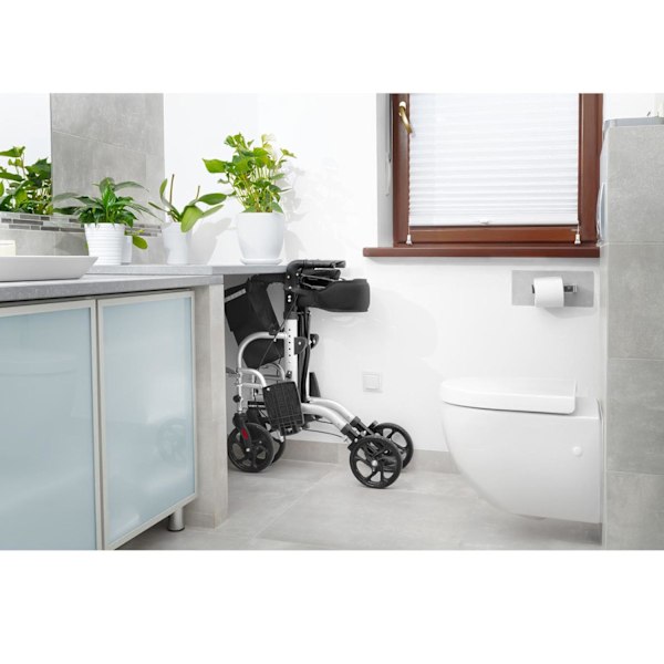2-i-1 rehabiliteringsrollator med kørestolsfunktion, foldbar med taske op til 136 kg