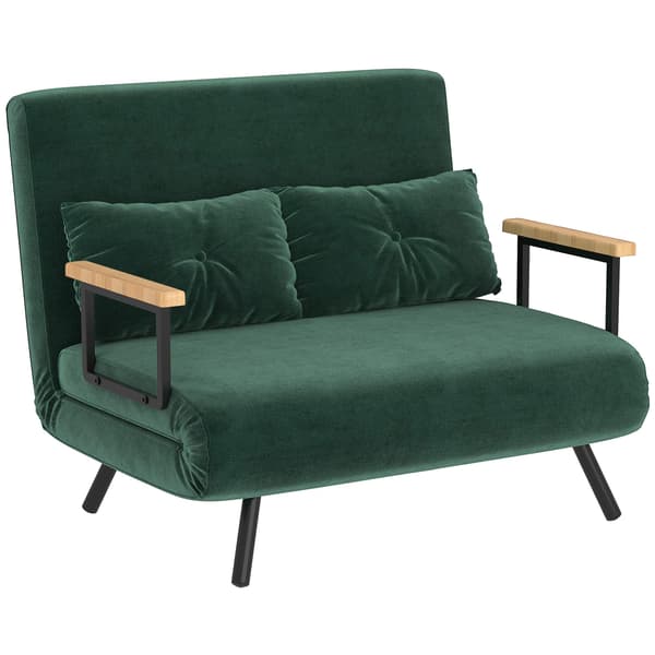 Sovesofa med justerbar ryglæn, grønt stof