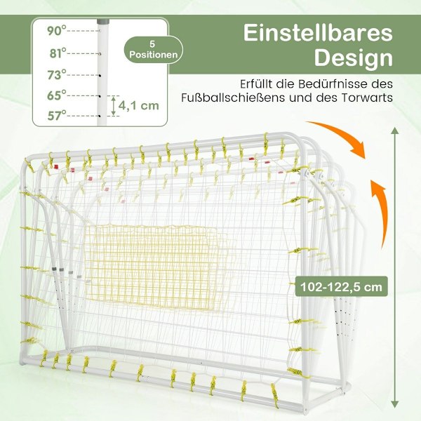 2 in 1 jalkapallomaalit ja pallopallomaalit 187 x 60 x 102-122,5 cm lasten jalkapallomaalisarja korkeus säädettävä valkoinen