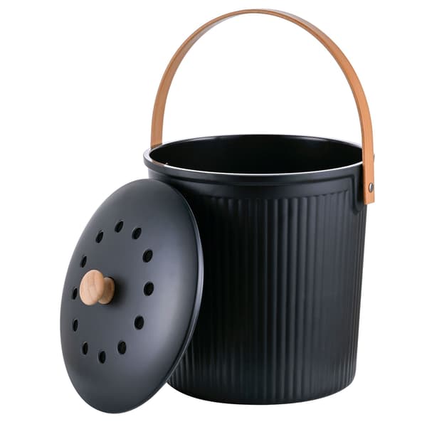 Køkkenkompostbeholder, 5,6 l, sort, kulfiltre