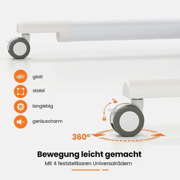 Höjdjusterbart C-format skrivbord med hjul, 70-106 cm