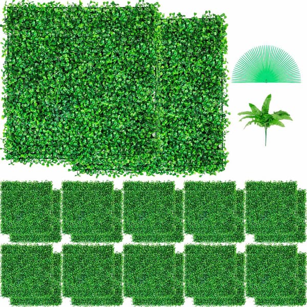 Konstgjorda buxbomshäckväggpaneler UV, 24-pack 25x25 cm