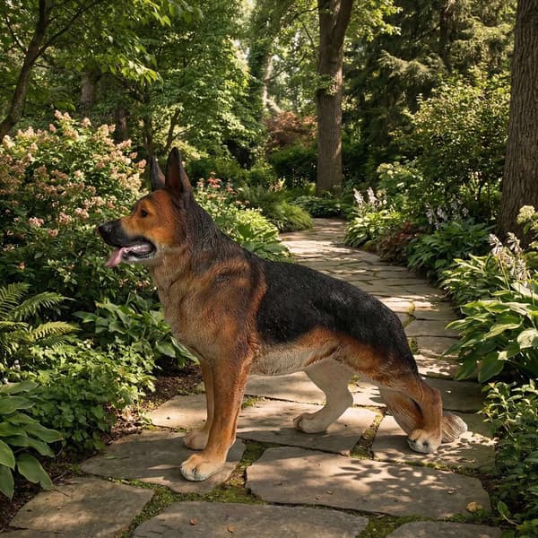 Havestatue af schæferhund, polyresin, 114 cm