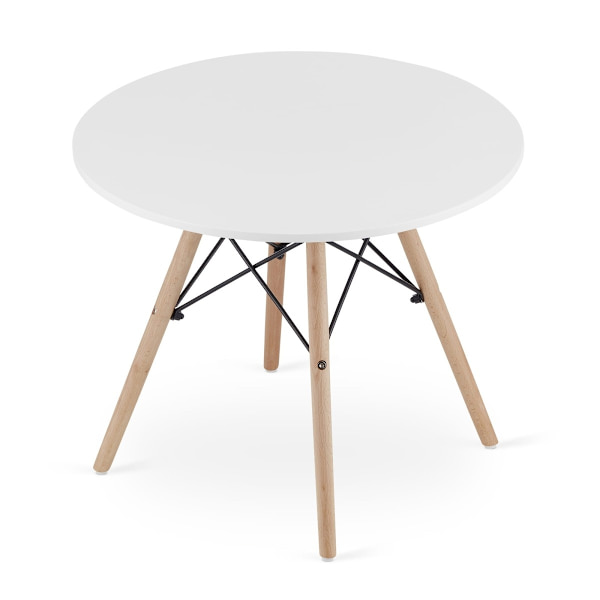Moderne skandinavisk sofabord, hvid rund plade, 60 cm