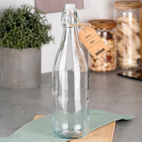 Flaske med clipsglas 1 l