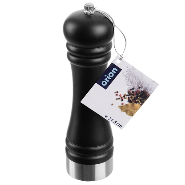 Pippuri- ja suolamylly puinen musta 21,5 cm