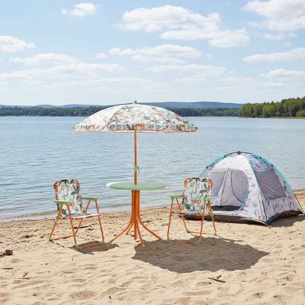 Campingmöbelset för barn med justerbart parasoll