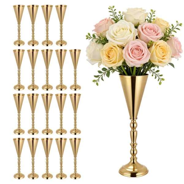 Trumpetvaser för bröllop, 43 cm, guld, 20-pack