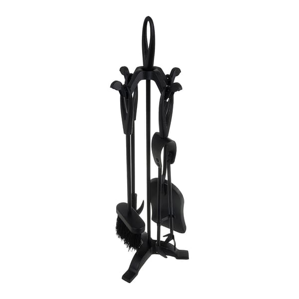 Takkatyökalusarja jalustalla – ruostumatonta terästä, 5 osaa