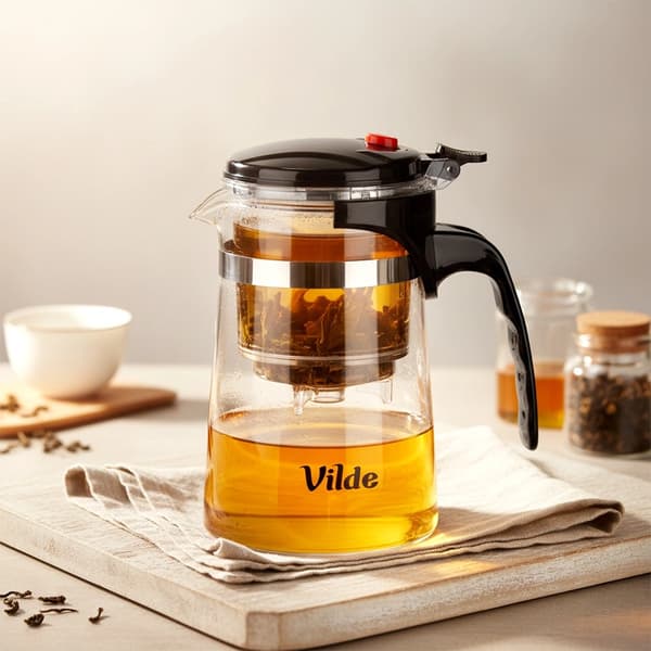 Glastekande med infuser, 600 ml borosilikat