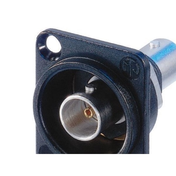 Neutrik NTR-NBB75DFIB, BNC, musta, hopea, messinki, polyoksimetyleeni (POM), PTFE, sinkkiteräs