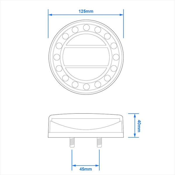 Takavalo 12/24V 4 toimintoa 125mm LED läpipainopakkauksessa