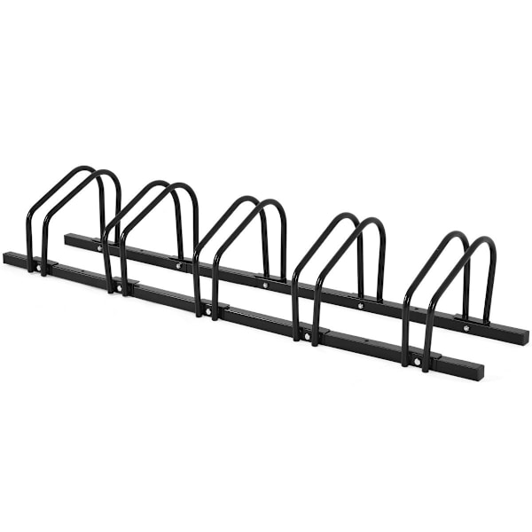 Cykelstativ, gulvstativ, stativ med 5 cykelparkeringspladser, sort