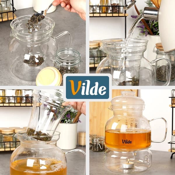 Glastekande med teinfuser og varmer, 1,5 l