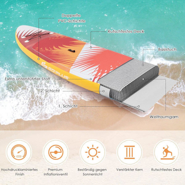 Uppblåsbar Stand Up Paddle Board Uppblåsbar Stand Up Paddle Board 335 x 76 x 15 cm Orange