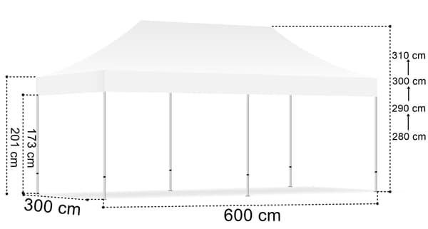 Pop-Up-liikepaviljonki, 3x6 m, musta, vedenpitävä katto