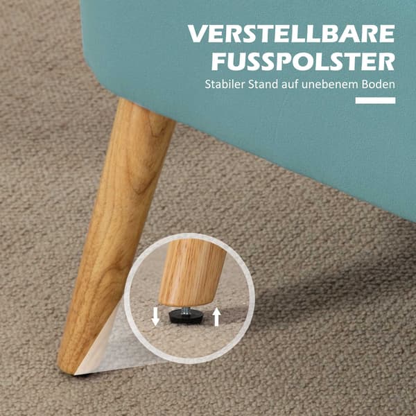 2-personers retro sofa, træben, 117x56,5x77 cm, grøn
