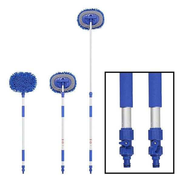 Vaskebørste chenille mikrofiber teleskopskaft 1,65 m blå