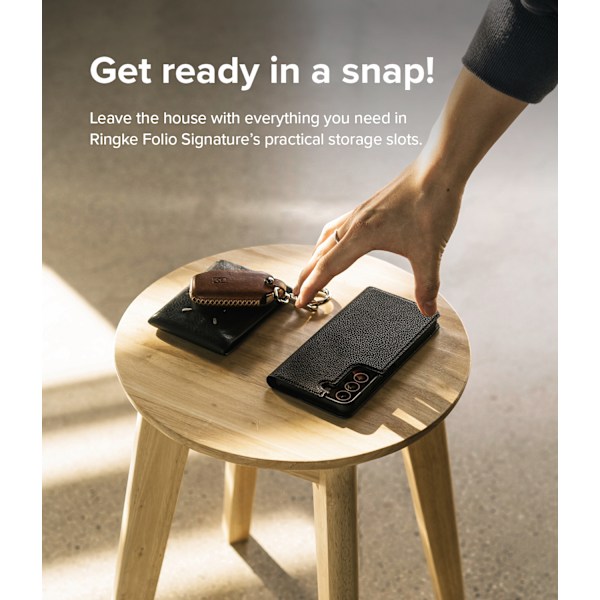 Lædertaske med klap til Galaxy S22+ Folio Signature sort