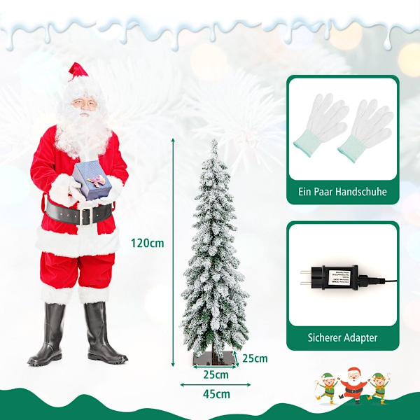 120 cm hög konstgjord julgran med 225 PVC-grenspetsar 100 LED-lampor