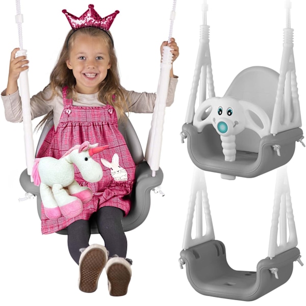 Ricokids Elephant 3in1 ämpärikeinu, harmaa ja valkoinen