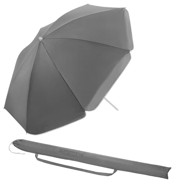 2m antracit strandparasol, vippe- og højdejusterbar