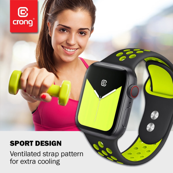 Crong Duo Sport - Bånd til Apple Watch 38/40/41 mm (sort / lime)