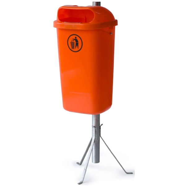Gadespand, byaffaldsbeholder til en stolpe eller væg, DIN 50L - orange