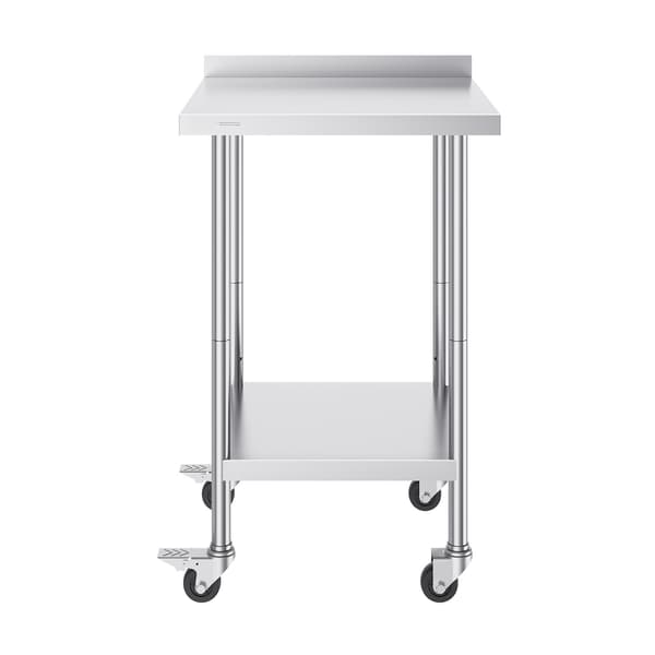 Arbejdsbord i rustfrit stål 24x24x40, hjul, justerbar hylde