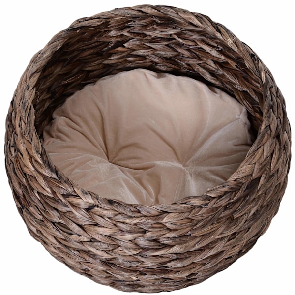 Rattan Cat Basket Mysig Cat Cave Gjord Av Vattenhyacint, Mörkbrun, Perfekt För Vardagsrum, 50X42X60Cm