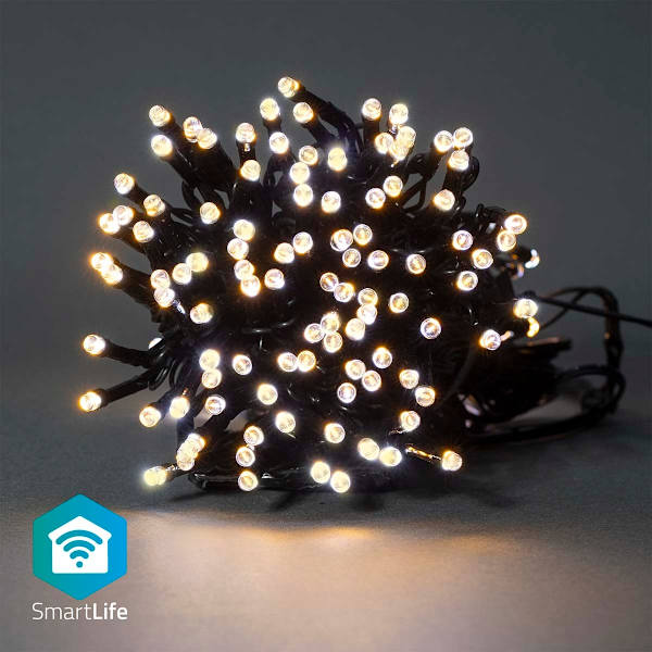 SmartLife Jouluvalot | Nauha | Wi-Fi | Lämmin Valkoinen | 100 LED's | 10.0 m | Android™ / IOS musta