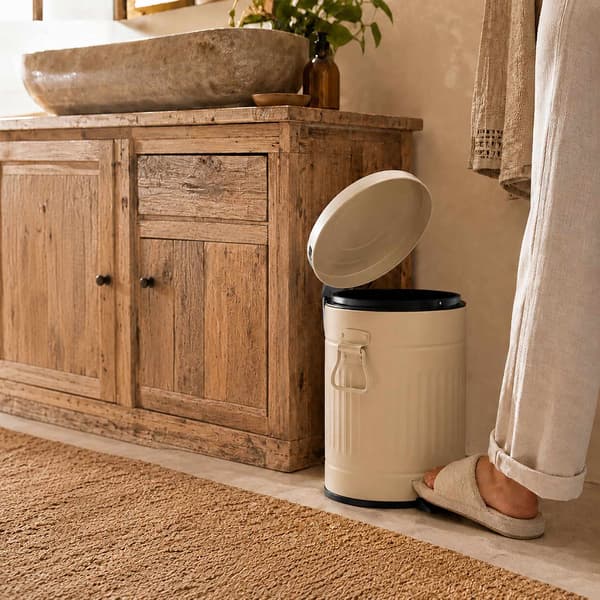 Retro pedalspand, 20L beige – blødlukning, vintage design