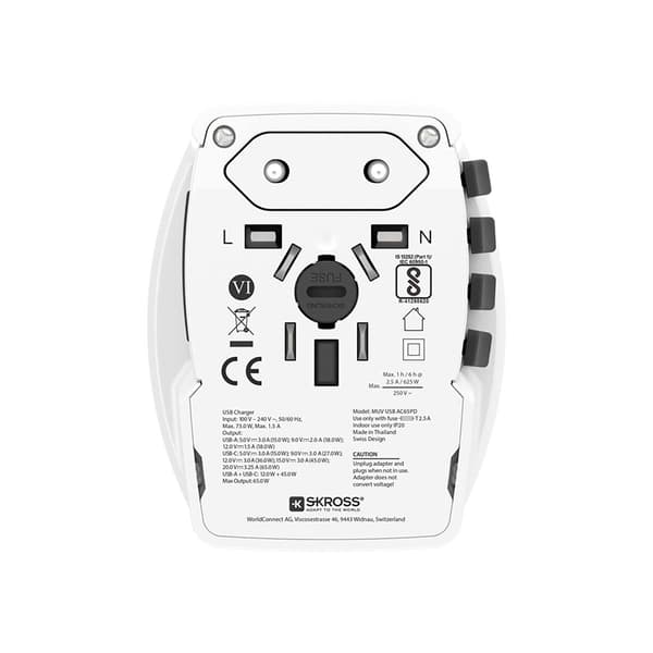 Rejseadapter med dobbelt USB-oplader, 65W strømforsyning