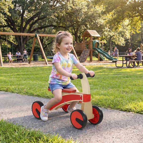 Träbil för småbarn, röd, EVA-hjul, 2-3 år