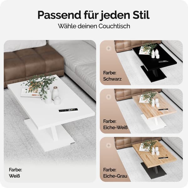 Soffbord, Vitt 90x60x45 cm, Extra förvaring