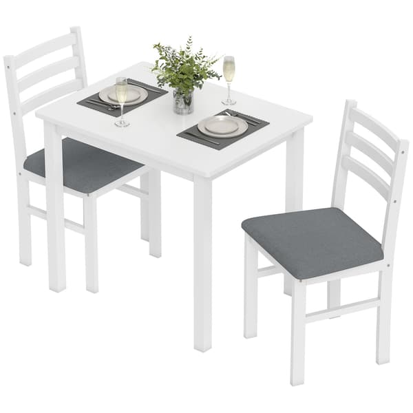 3-delad matsalsset med 2 stolar, platsbesparande, vit MDF