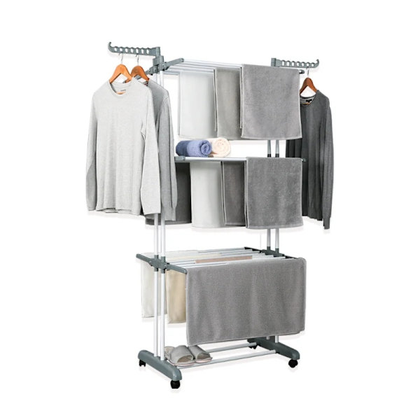 Herzberg HG-8034GRY: Liikkuva vaateteline - harmaa