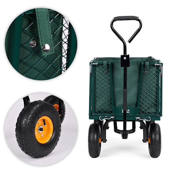 Havetransportvogn, 400 kg, til traktor, åbne sidepaneler, store oppustelige hjul, MultiGarden