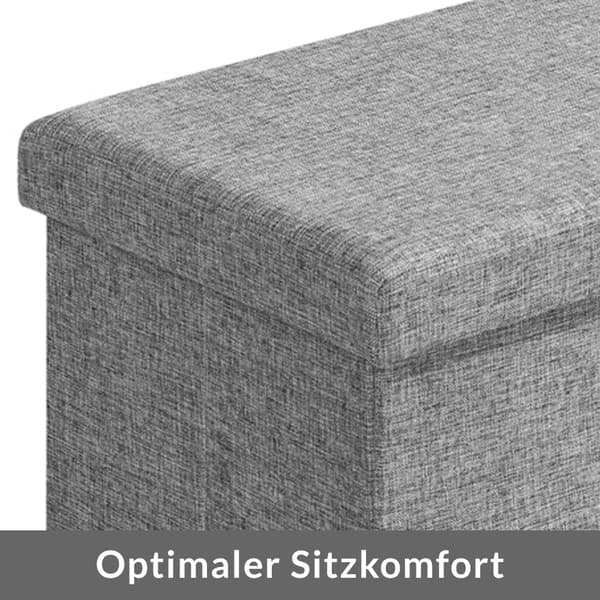 Sammenklappelig grå opbevaringsbænk, 115 cm, MDF, PU-betræk