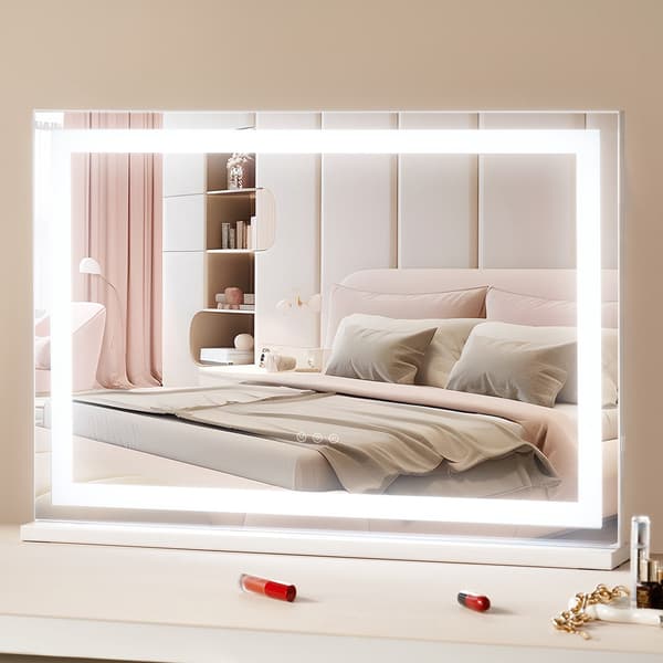 Sminkspegel med belysning, 3-färgad LED, USB, 80x55 cm