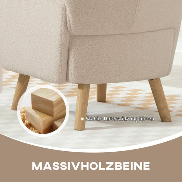 Accentstol, plyspolstring, skumhynde, beige