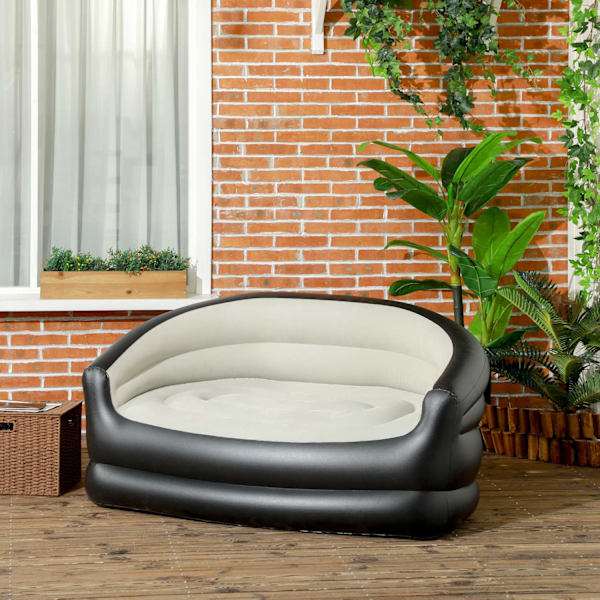 Oppustelig Sofa Oppustelig Sofa Med Blød Plys Til 2 Personer, Indendørs Og Udendørs, Lysegrå, 125X100X87Cm