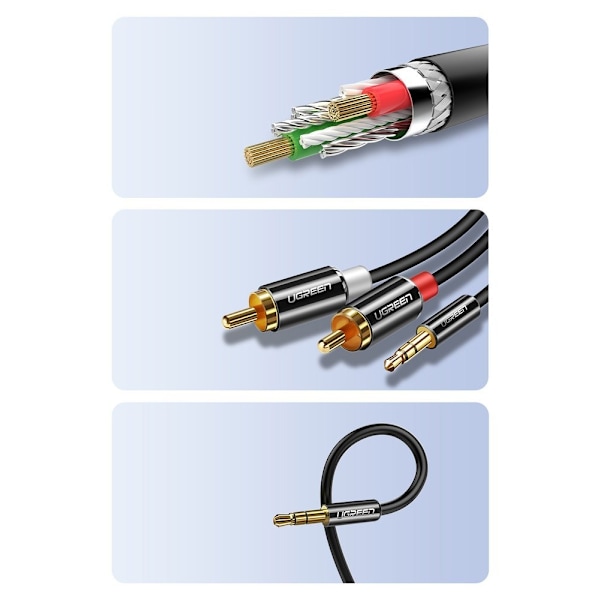 Kabel lydkabel 3,5 mm mini jack - 2RCA 2m sort