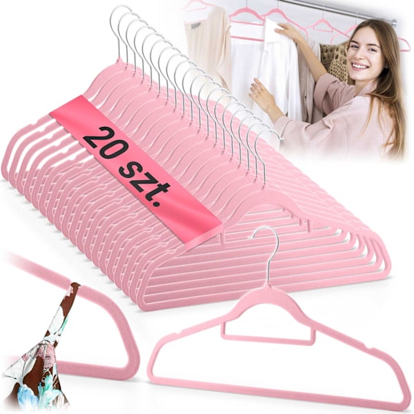 Tøjbøjler i velour 20 stk MS-859 Massido