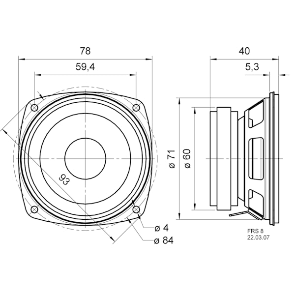 FRS 8 - 8 Ohm - 8 cm (3,3") HiFi fullrange drivrutin
