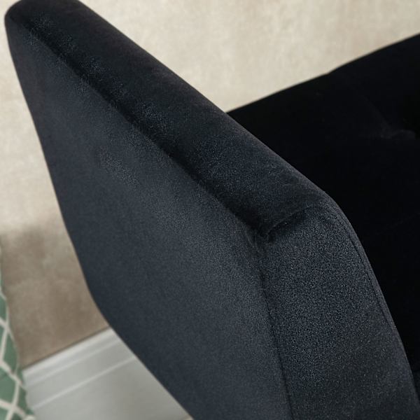 Luksus Bænk Polstret Bænk Med Opbevaringsplads Og Armlæn, Fløjlsagtig Polyester, Gummitræ, Sort, 107 X 42 X 65 Cm