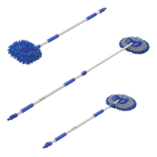 Vaskebørste chenille mikrofiber teleskopskaft 1,65 m blå
